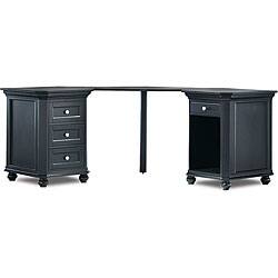 Shop Tribeca Black Dual Cabinet Corner Desk Overstock 3445331