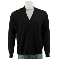 PYA Men's Italian Merino Wool Solid Button-front Cardigan Sweater ...