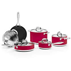 KitchenAid Aluminum Nonstick 10-Piece Cookware Set in Empire Red