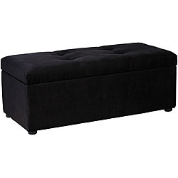 preview thumbnail 1 of 1, Hinged Storage Ottoman Bench Black Microfiber