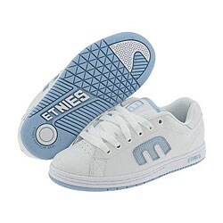white and blue etnies