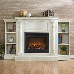 slide 2 of 3, Grenoble White Bookcase/ Electric Fireplace with Remote