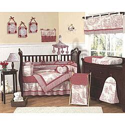 Shop Red French Toile Polka Dot Baby Crib Bedding Set Overstock