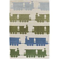 slide 1 of 1, Hand-tufted Mandara Toddler Train Rug (2'6 x 7'6)