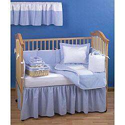 Shop Seersucker Blue 4 Piece Crib Bedding Set Overstock 3714855