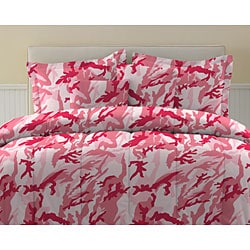 Camo Print Pink 3-piece Comforter Set
