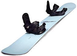 snowboard and bindings