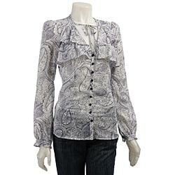 BCBGeneration Ruffle Yoke Printed Shirt