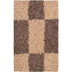 Brown and Tan Leather Shag Rug (5' x 8') - Bed Bath & Beyond - 3920283