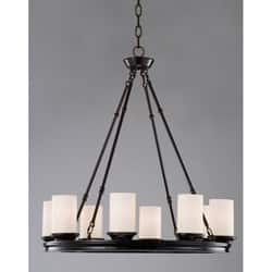 slide 1 of 1, Mahogany 8-light Wood Chandelier