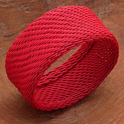 slide 1 of 1, Telephone Wire Red Bracelet (South Africa)