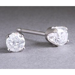 14k White Gold 2ct TDW Diamond Stud Earrings (H I, I2)
