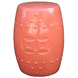Ceramic Double Coin Mix Orange Stool