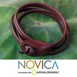 Leather Brown Triple Twist Bracelet (Thailand)  