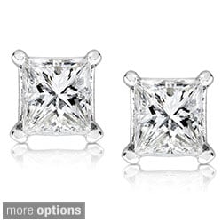 14k Gold 1/2ct TDW Princess cut Diamond Stud Earrings (G H, SI1 SI2