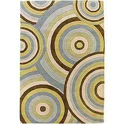 Hand-tufted 'Pixel' Circles New Zealand Wool Rug (7'9 Round). Opens flyout.