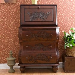 Shop Hand Carved Walnut Finish Secretary Desk Free Shipping