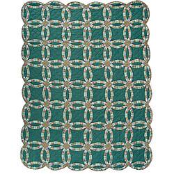 Shop Green Double Wedding Ring Queen Size Quilt Free Shipping