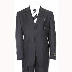 Shop Ferrecci Men's Three-button Shadow Stripe Suit - Overstock - 4079369