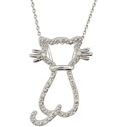 Sterling Silver 1/10ct TDW Diamond Cat Necklace. Opens flyout.