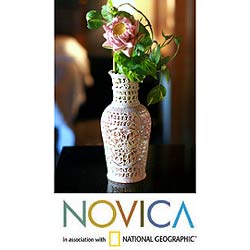 Handmade Soapstone Floral Honor Vase (India)