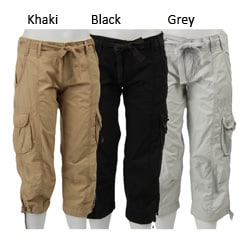 women's black capri cargo pants