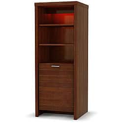 Shop Contemporary Lighted Cherry Bookcase Overstock 4138423