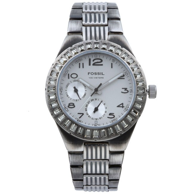 Fossil Women's Gunmetal Steel Crystal Watch - Overstock  