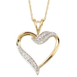 diamond gold 10k necklace yellow heart