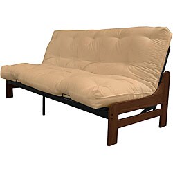 Boston Walnut Finish Queen Armless Frame Futon Set - 12223561 ...