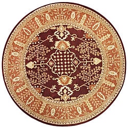 Handmade Burberry Burgundy Wool Rug (8' Round) - Bed Bath & Beyond ...