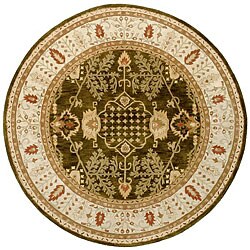 Handmade Burberry Green Wool Rug (6' Round) - Bed Bath & Beyond - 4237204