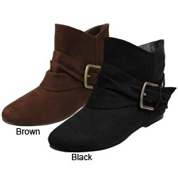 Journee Collection Women's Side Buckle Embellished Ankle Boots