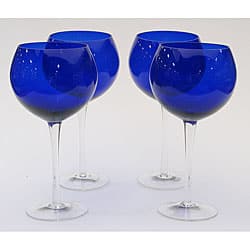 8 COBALT BLUE WINE Glasses Set of 8 Cobalt Blue Long Stemmed Glasses Wine  Glasses Goblets 