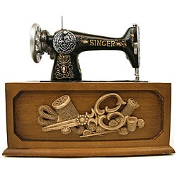 Vintage Singer online Sewing Box with accessories. Gift For Collectors. Brown Color