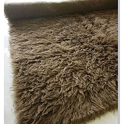 Alexa Standard Brown Flokati New Zealand Wool Shag Rug (5' X 7') - Bed 