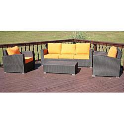 Shop Doha 4 Piece All Weather Resin Wicker Patio Furniture Set Overstock 4370648