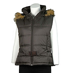 fur trimmed hooded vest
