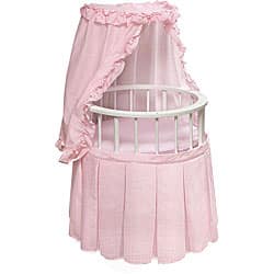 Badger Basket Co. Pink Gingham Bedding Round Doll Crib - Bed Bath & Beyond  - 4419321