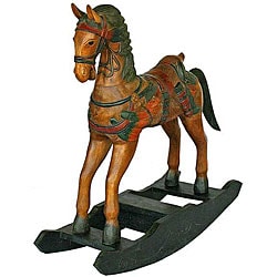 handcrafted wooden rocking horse