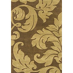 Alliyah Handmade Courtney's Leaves Green New Zealand Blend Wool Rug - 5' x 8'. Opens flyout.