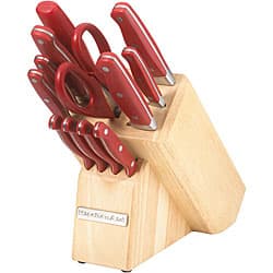 KitchenAid Candy Apple Red 7 Santoku & 3.5 Paring Cutlery Set