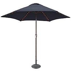 Shop Led Lighted Deluxe Navy Blue 9 Foot Patio Umbrella Overstock 4655564