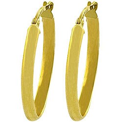 earrings hoop polished tube 14k oval yellow gold