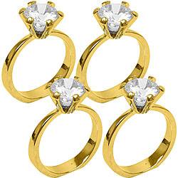 Goldtone Imitation Diamond Ring Napkin Holders Set Of 4 Goldtone Imitation Diamond Ring