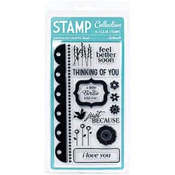 slide 1 of 1, American Crafts 'Sentiments' Clear Acrylic Large Stamps (Set of 16)