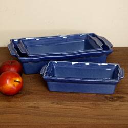 3-Piece Ceramic Bakeware Set, Blue