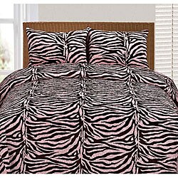 Shop Quilted Microluxe Chocolate Pink Zebra Quilt Set Overstock