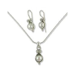 Sterling Silver Honesty Pearl Jewelry Set (India)  