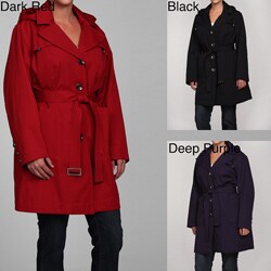 women's plus size red trench coat